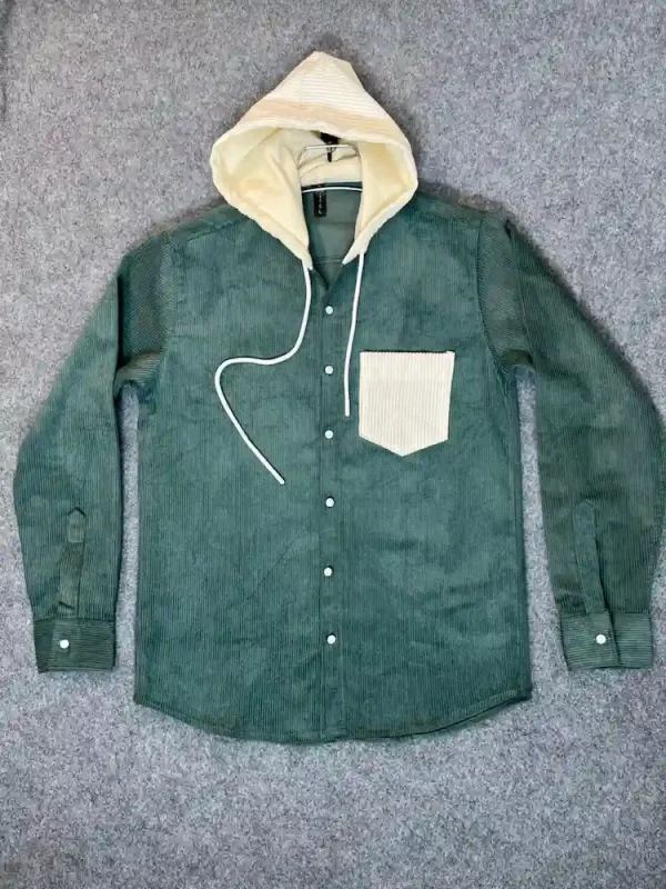 Premium Green Cord Fabric Hoodie Shirt for Men – Winter Wear | Menzoa ...