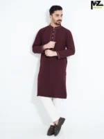 Menzoa-Royal-Maroon-Micro-Stitch-Festive-Wear-Panjabi-for-Men