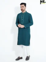 Menzoa-Premium-Ocean-Blue-Micro-Stitch-Embroidered-Slim-Fit-Panjabi