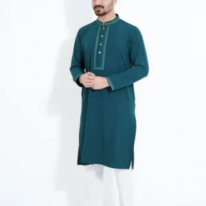 Menzoa-Premium-Ocean-Blue-Micro-Stitch-Embroidered-Slim-Fit-Panjabi