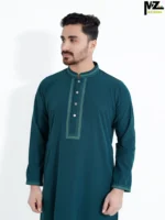Menzoa-Premium-Ocean-Blue-Micro-Stitch-Embroidered-Slim-Fit-Panjabi