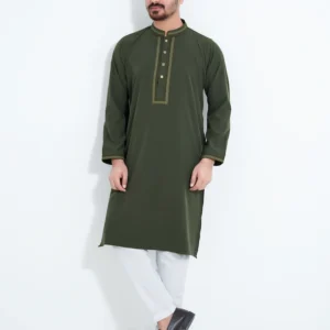 Menzoa-Trendy-Olive-Green-Micro-Stitch-Designer-Panjabi-Collection