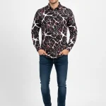 Black-Red-Abstract-Web-Print-Chelli-Fabric-Slim-Fit-Shirt