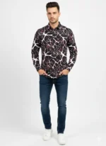 Black-Red-Abstract-Web-Print-Chelli-Fabric-Slim-Fit-Shirt