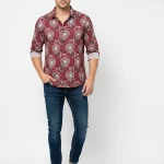 Maroon-Floral-Print-Chelli-Fabric-Shirt-for-Men