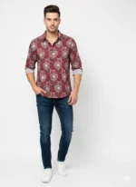Maroon-Floral-Print-Chelli-Fabric-Shirt-for-Men