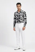 Premium Maroon and Black Circle geometric pattern shirt made of Jafran fabric