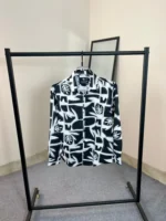 Premium Maroon and Black Circle geometric pattern shirt made of Jafran fabric