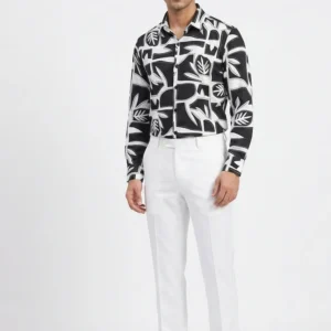 Premium Maroon and Black Circle geometric pattern shirt made of Jafran fabric