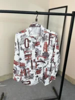 Modern white shirt featuring artistic typography and alphabet print on high-grade Chelli fabric.