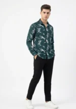 Menzoa Forest Tropic Green Luxe Jafran fabric tropical printed shirt for men