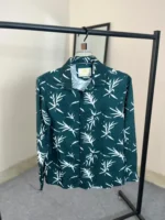 Menzoa Forest Tropic Green Luxe Jafran fabric tropical printed shirt for men