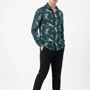 Menzoa Forest Tropic Green Luxe Jafran fabric tropical printed shirt for men