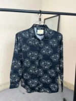 Menzoa premium black floral printed Jafran fabric shirt for men
