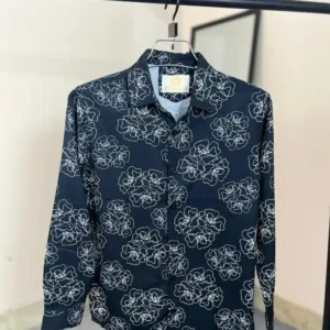 Menzoa premium black floral printed Jafran fabric shirt for men