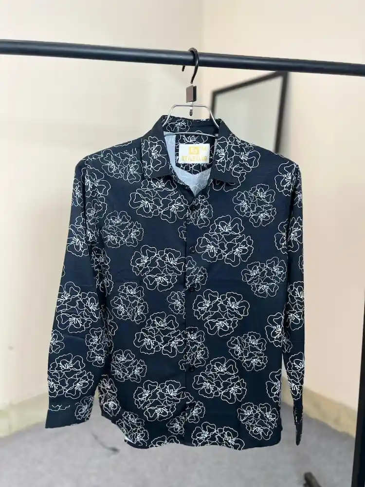 Menzoa premium black floral printed Jafran fabric shirt for men