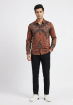 Menzoa premium rust paisley printed Jafran fabric shirt Bangladesh