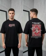 Premium Rise Again Black Drop Shoulder T-Shirt with Carpet Graphic