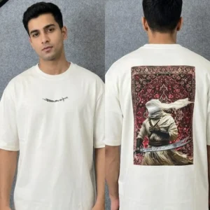 Premium Zulfiqar Legacy White Warrior Carpet Drop Shoulder Tee