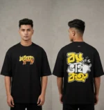 Menzoa brand Premium Boro Bhai Dam Koto funny Qurbani Eid dialogue black drop shoulder t-shirt for men.