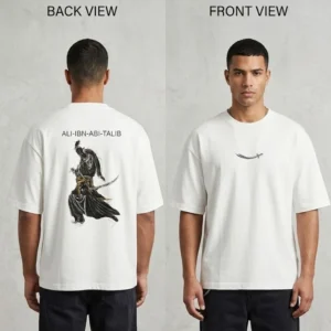 Premium Ali Ibn Abi Talib Zulfiqar Blade White Drop Shoulder T-Shirt