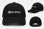 MENZOA Signature Cap in Matte Black with White 3D Embroidery