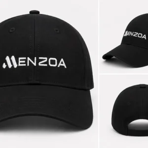 MENZOA Signature Cap in Matte Black with White 3D Embroidery