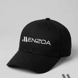 MENZOA Signature Cap in Matte Black with White 3D Embroidery