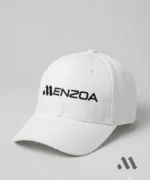 MENZOA Signature Cap in White with Black 3D Embroidery
