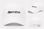MENZOA Signature Cap in White with Black 3D Embroidery