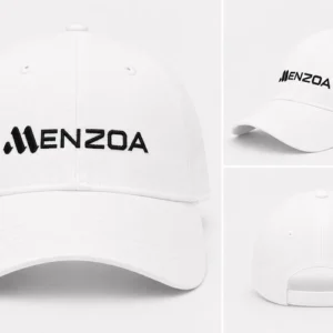 MENZOA Signature Cap in White with Black 3D Embroidery