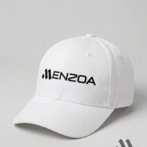MENZOA Signature Cap in White with Black 3D Embroidery