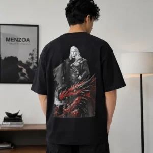 Daemon Targaryen black drop shoulder T-shirt for men by Menzoa