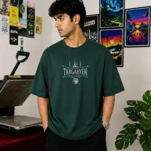 Forest green Daemon Targaryen drop shoulder T-shirt for men by Menzoa