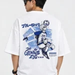 Premium white Blue Lock Nagi Seishiro oversized drop shoulder T-shirt with back print