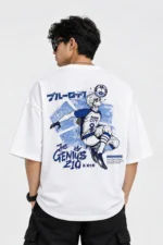 Premium white Blue Lock Nagi Seishiro oversized drop shoulder T-shirt with back print