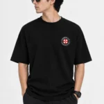 Premium black Resident Evil Leon Kennedy oversized drop shoulder T-shirt with back print