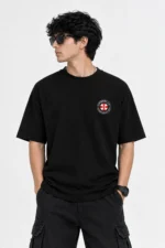 Premium black Resident Evil Leon Kennedy oversized drop shoulder T-shirt with back print